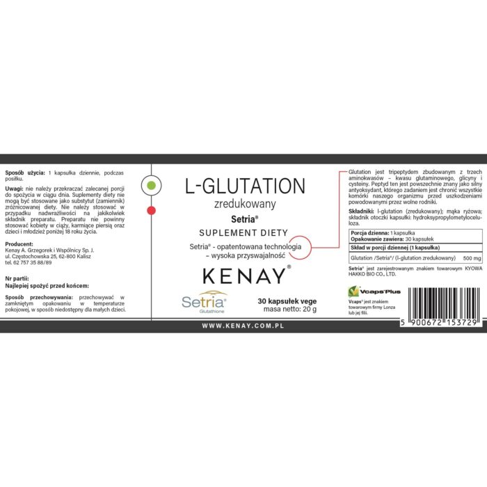 L-Glutation zredukowany Setria® - 30 kapsułek - obrazek 2
