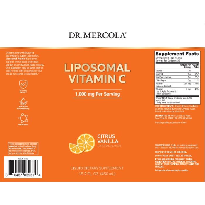 WITAMINA C LIPOSOMALNA 450 ML DR MERCOLA - obrazek 1