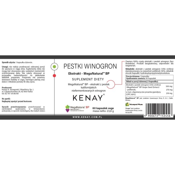 MEGA NATURAL-ekstrakt z pestek z winogron 60 kaps. - obrazek 2