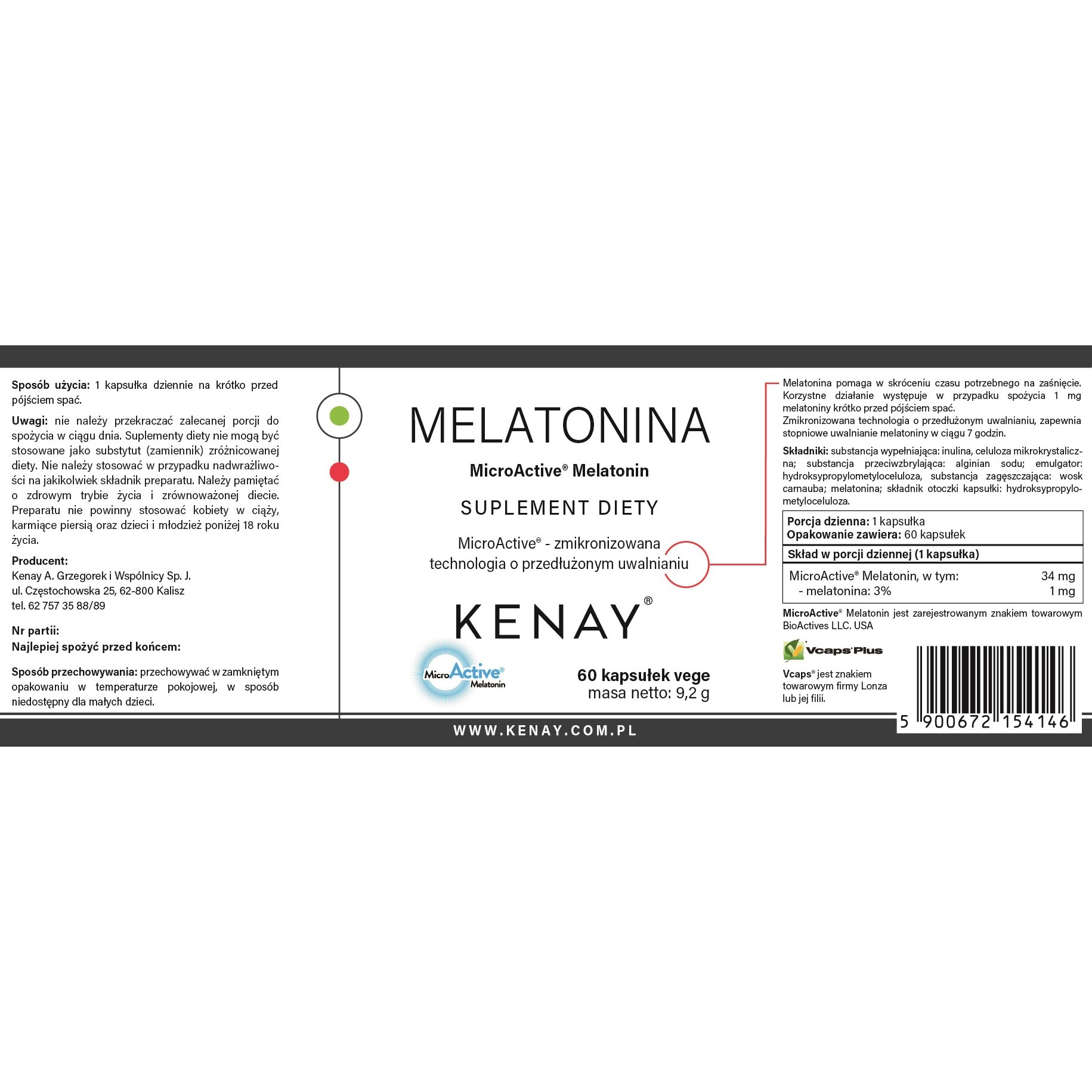 Melatonina_MicroActive-60_kaps-155x57-EAN_5900672154146-Kenay_PL1-1.jpg MELATONINA MicroActive 60 kaps. - obrazek 2