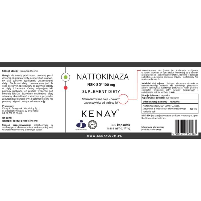 NATTOKINAZA NSK-SD 100mg 300 kaps. - obrazek 2