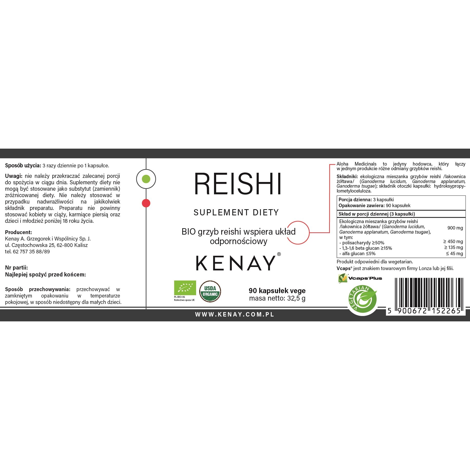 Reishi_BIO-90_kaps-155x57-EAN_5900672152265-Kenay_PL-1.jpg REISHI BIO 90 kaps. PL-EKO-06 - obrazek 2