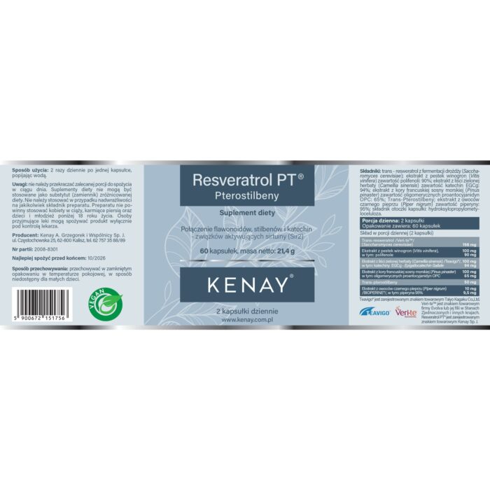 PTEROSTILBENY-RESVERATROL PT 60 kaps. - obrazek 2