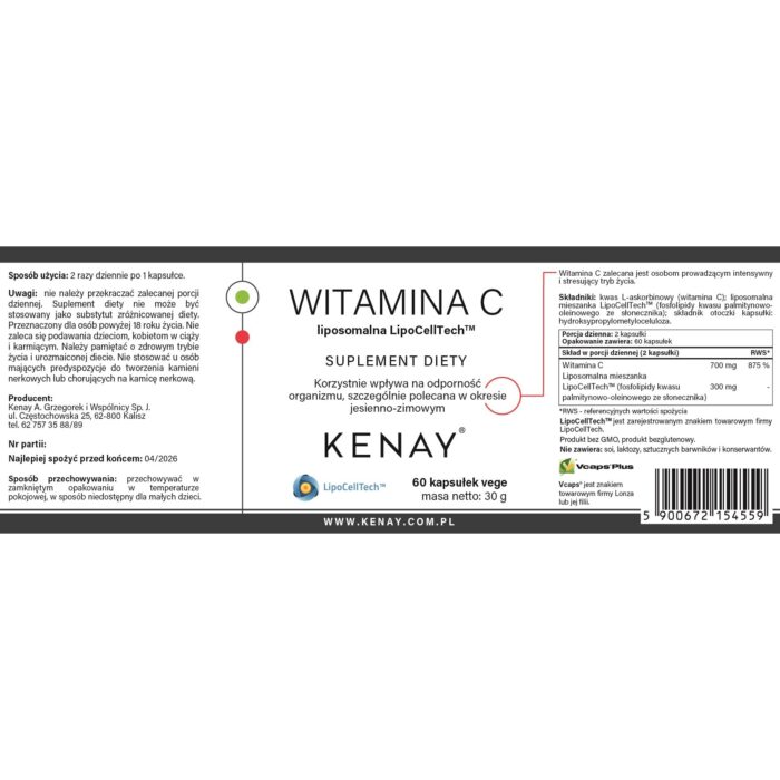 Witamina C Liposomalna LipoCellTech™ (60 kapsułek Vege) - obrazek 2