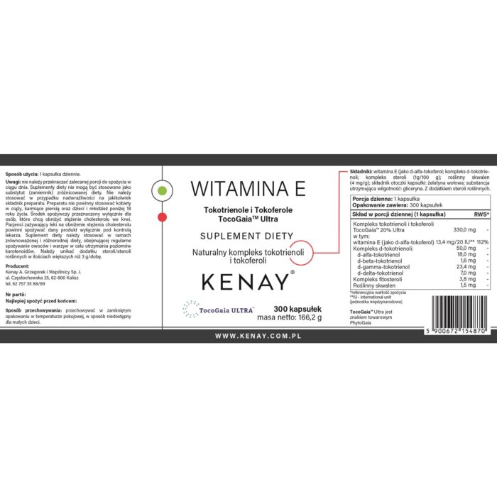 WITAMINA E Tokotrienole i Tokoferole TocoGaia™ Ultra (300 kapsułek) - obrazek 2