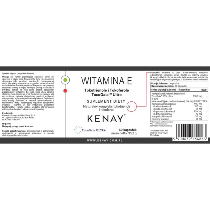 WITAMINA E Tokotrienole i Tokoferole TocoGaia™ Ultra (60 kapsułek) - obrazek 2