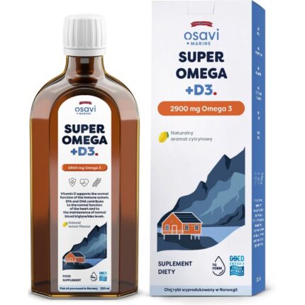 Super Omega + D3 (Marine), 2900mg Omega 3 (Cytryna) - 250 ml.