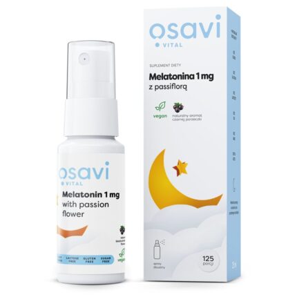 Melatonina z Passiflorą Spray Doustny, 1mg (Czarna Porzeczka) - 25 ml.