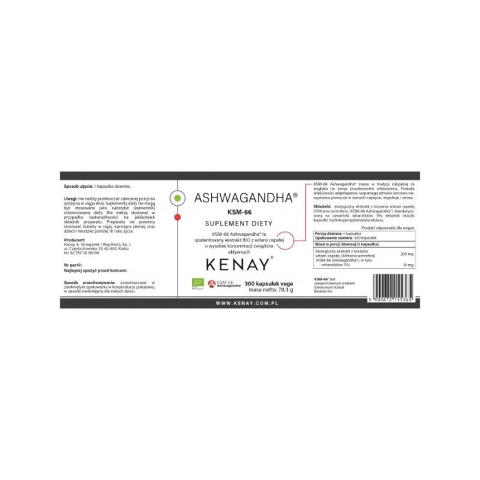KSM-66 Ashwagandha® BIO 300 kaps. PL-EKO-06 - obrazek 2