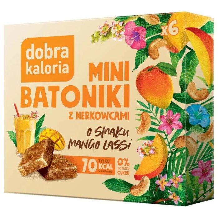 BATONIKI MINI Z NERKOWCÓW O SMAKU MANGO LASSI BEZ DODATKU CUKRÓW (6 x 17 g) 102 g - DOBRA KALORIA - obrazek 1