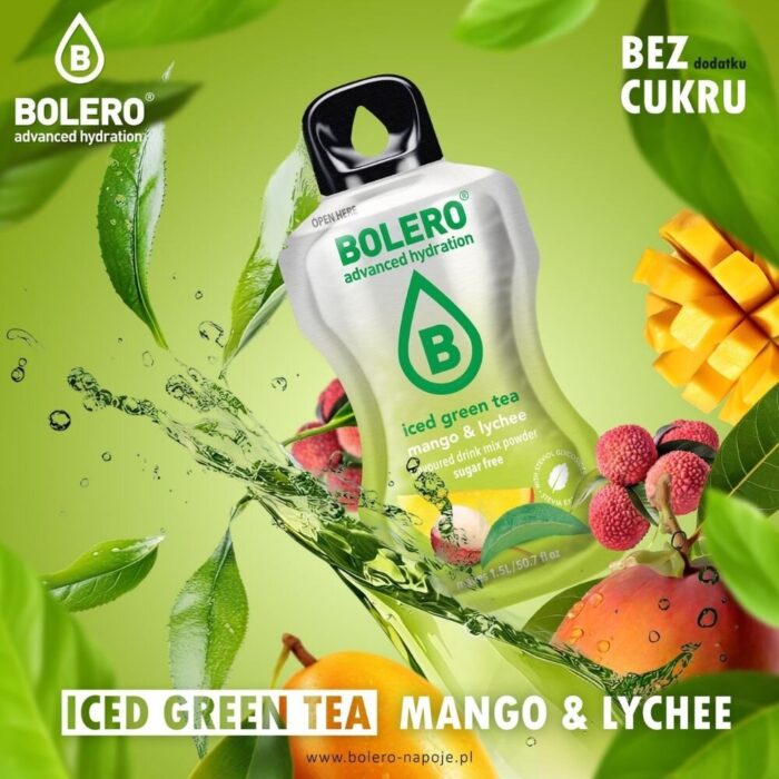 Bolero Classic Instant Drink Iced Green Tea Mango & Lychee (zielona mrożona herbata mango, liczi) - 8 g - obrazek 2
