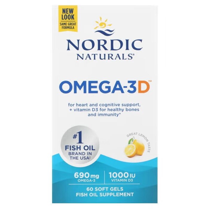 Omega-3D, 690mg Lemon - 60 softgels - obrazek 1