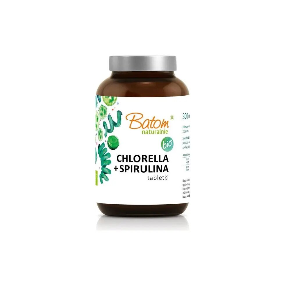 chlorella-spirulina-tabletki-150gbatombio-1-1.jpg CHLORELLA + SPIRULINA BIO 240 TABLETEK - BATOM - obrazek 2