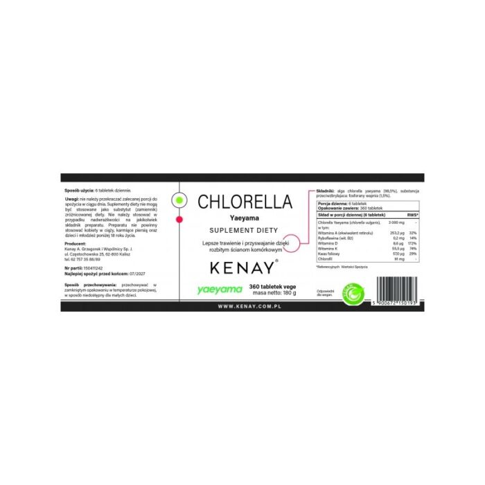CHLORELLA YAEYAMA - 360 tabletek - obrazek 2
