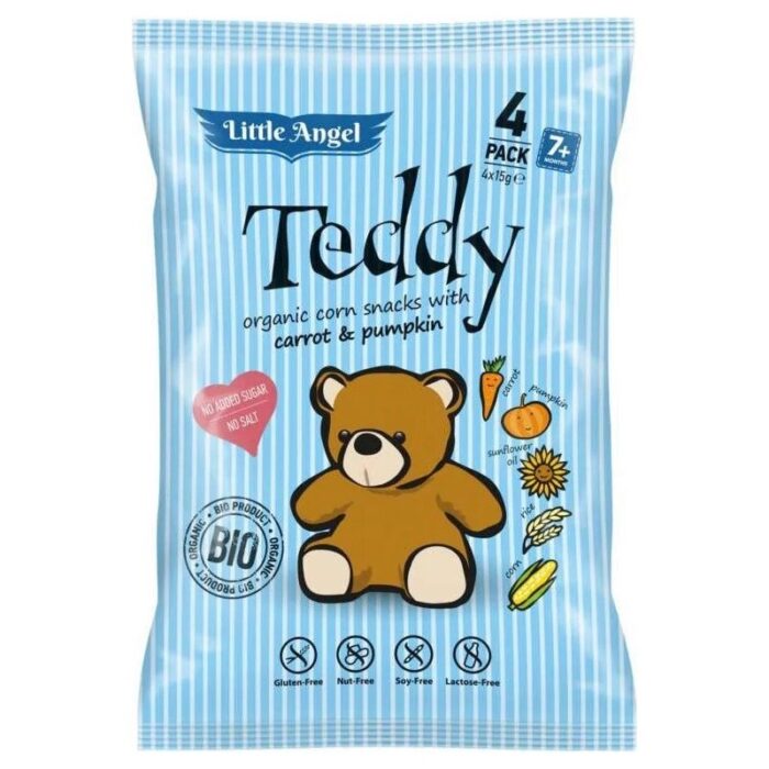 Chrupki kukurydziane z marchwią i dynią bezglutenowe 4 x 15g TEDDY BIO - obrazek 1
