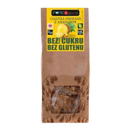 CIASTKA OWSIANE Z ANANASEM BEZ DODATKU CUKRÓW BEZGLUTENOWE 150 g - PURE&GOOD
