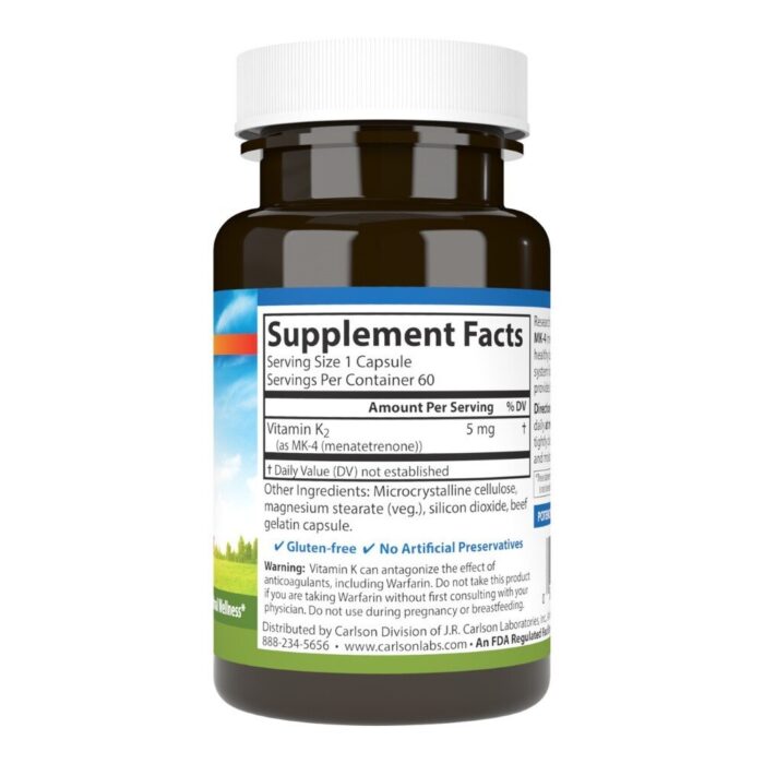 Carlson Labs Witamina K2 (MK-4) 5 mg - 60 kapsułek - obrazek 2