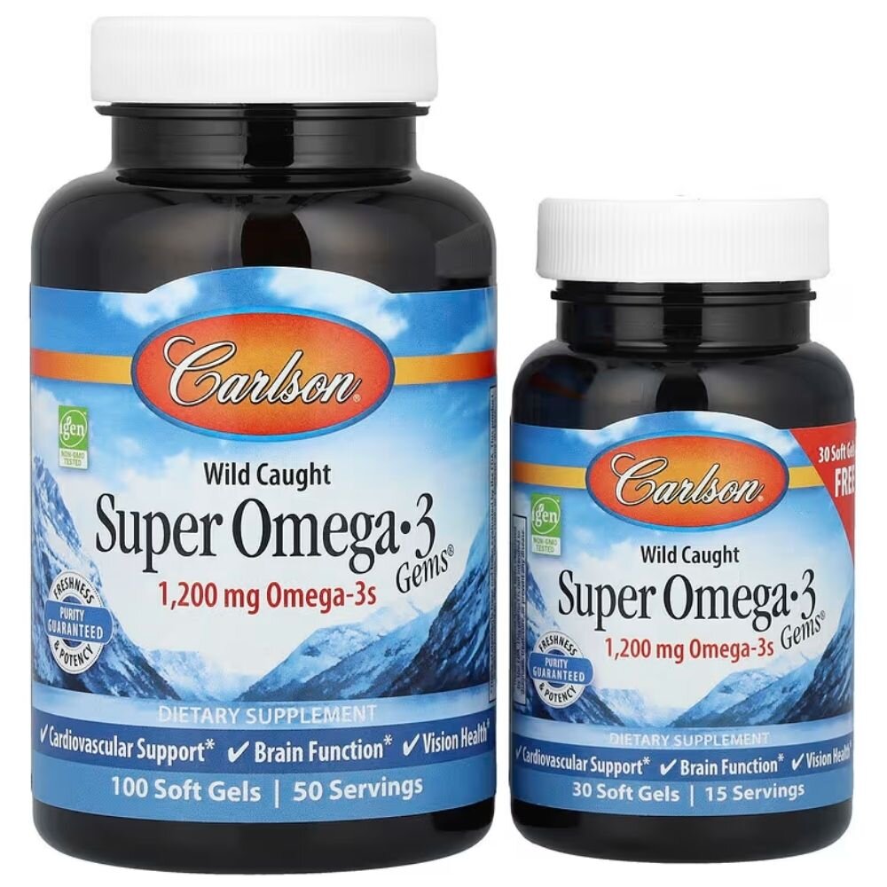 cls0110-1-1.jpg Carlson Labs Super Omega-3 Gems 1200 mg - 100 + 30 kapsułek - obrazek 1