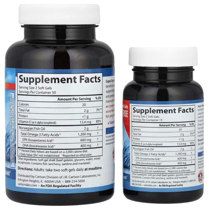 Carlson Labs Super Omega-3 Gems 1200 mg - 100 + 30 kapsułek - obrazek 2