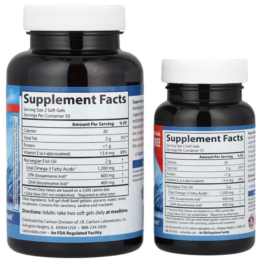 cls0110-2-1.jpg Carlson Labs Super Omega-3 Gems 1200 mg - 100 + 30 kapsułek - obrazek 2