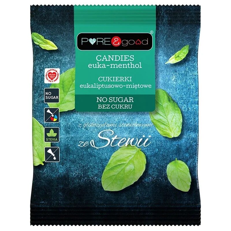 cukierki-landrynki-eukaliptusowo-mietowe-bez-dodatku-cukru-50gpuregood-2.jpg CUKIERKI EUKALIPTUSOWO - MIĘTOWE ZE STEWIĄ BEZ CUKRU 50 g - PURE&GOOD - obrazek 1
