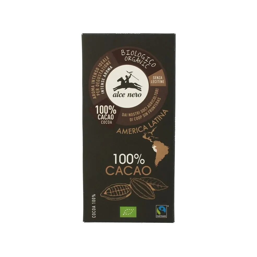 czekolada-100-kakao-50galce-nerobio-1-1.jpg TABLICZKA GORZKA 100 % KAKAO BIO 50 g - ALCE NERO - obrazek 2