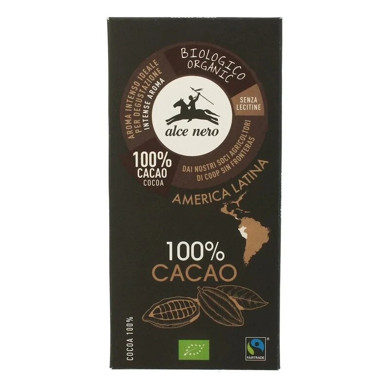 czekolada-100-kakao-50galce-nerobio-2.jpg TABLICZKA GORZKA 100 % KAKAO BIO 50 g - ALCE NERO - obrazek 1