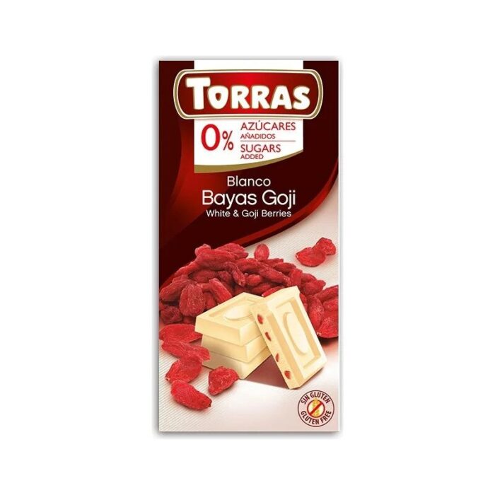 Czekolada biała z jagodami goji bez cukru 75g TORRAS - obrazek 1