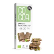 TABLICZKA Z PISTACJAMI I SOLĄ 60 % MNIEJ CUKRU BIO 40 g - COCOA