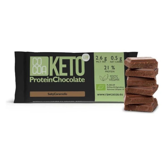 CZEKOLADA PROTEINOWA O SMAKU SŁONEGO KARMELU KETO BIO 40 g - COCOA - obrazek 1