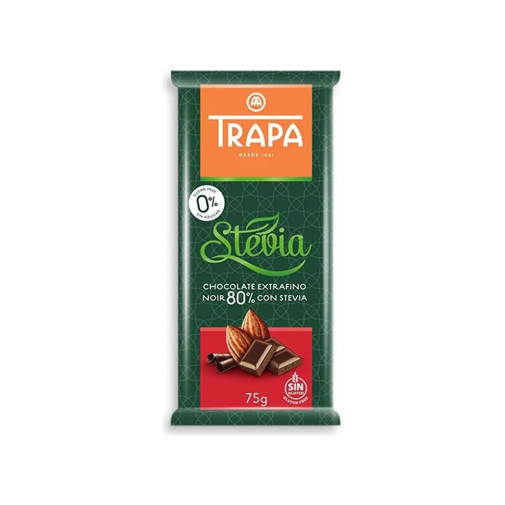 czekolada-gorzka-80-slodzona-stewia-75gtrapa-1-1.jpg Czekolada gorzka 80% Stevia bez cukru 75g TRAPA - obrazek 2