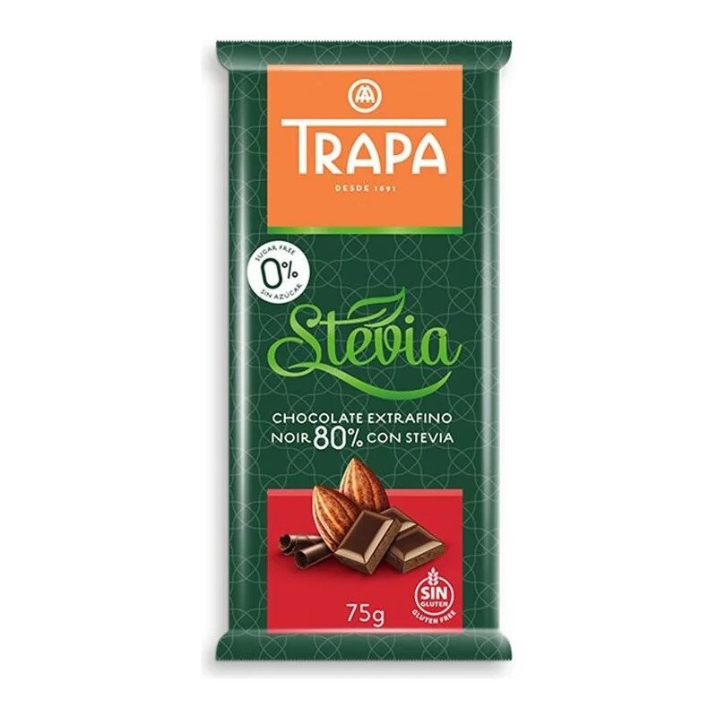 czekolada-gorzka-80-slodzona-stewia-75gtrapa-2.jpg Czekolada gorzka 80% Stevia bez cukru 75g TRAPA - obrazek 1