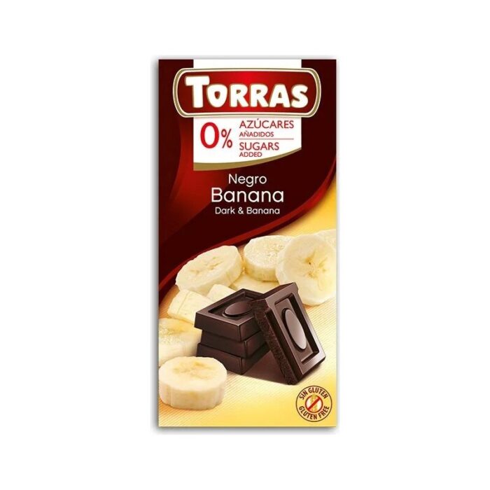 Czekolada gorzka z bananami bez cukru 75g TORRAS - obrazek 1