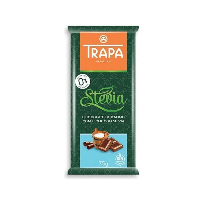 Czekolada mleczna Stevia bez cukru 75g TRAPA - obrazek 1