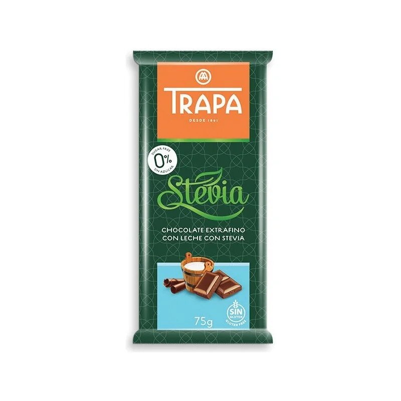 czekolada-mleczna-slodzona-stewia-75gtrapa-2.jpg Czekolada mleczna Stevia bez cukru 75g TRAPA - obrazek 1