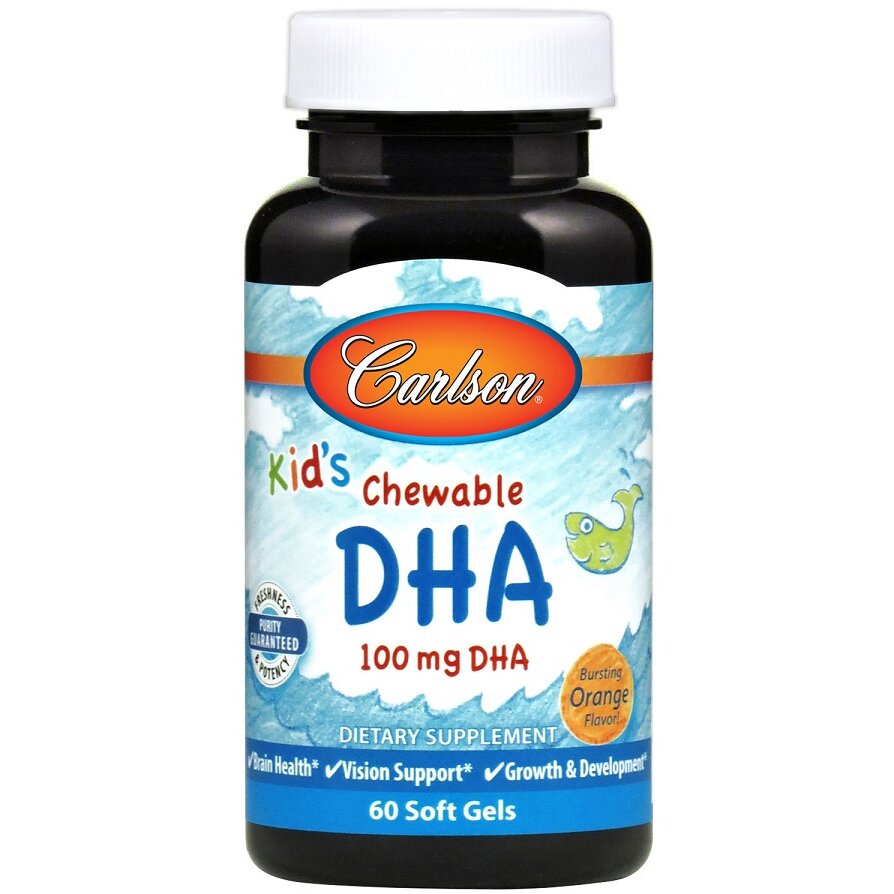 d5d2c7ba63d061eaf40b0318f526c227-1.jpg Kid's Chewable DHA, 100mg Orange - 60 softgels - obrazek 1