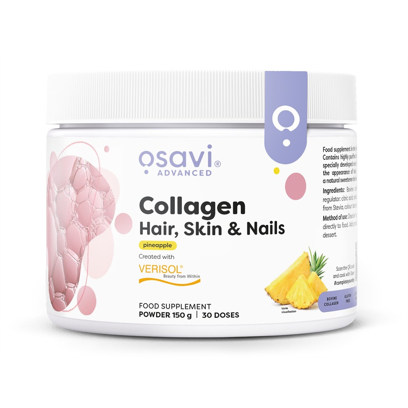 df3c156c2842c38b9b905560fa55e066-1.jpg Collagen Peptides (Hair Skin & Nails), Pineapple - 150 grams - obrazek 1