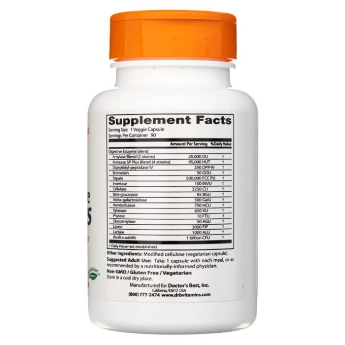 Doctor's Best Digestive Enzymes (Enzymy Trawienne) - 90 kapsułek - obrazek 2