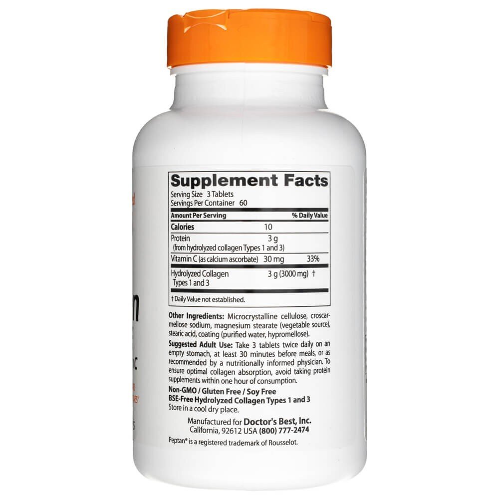 drb0270-2-1.jpg Collagen Types 1 and 3 with Peptan and Vitamin C, 3000mg - 180 tablets - obrazek 3