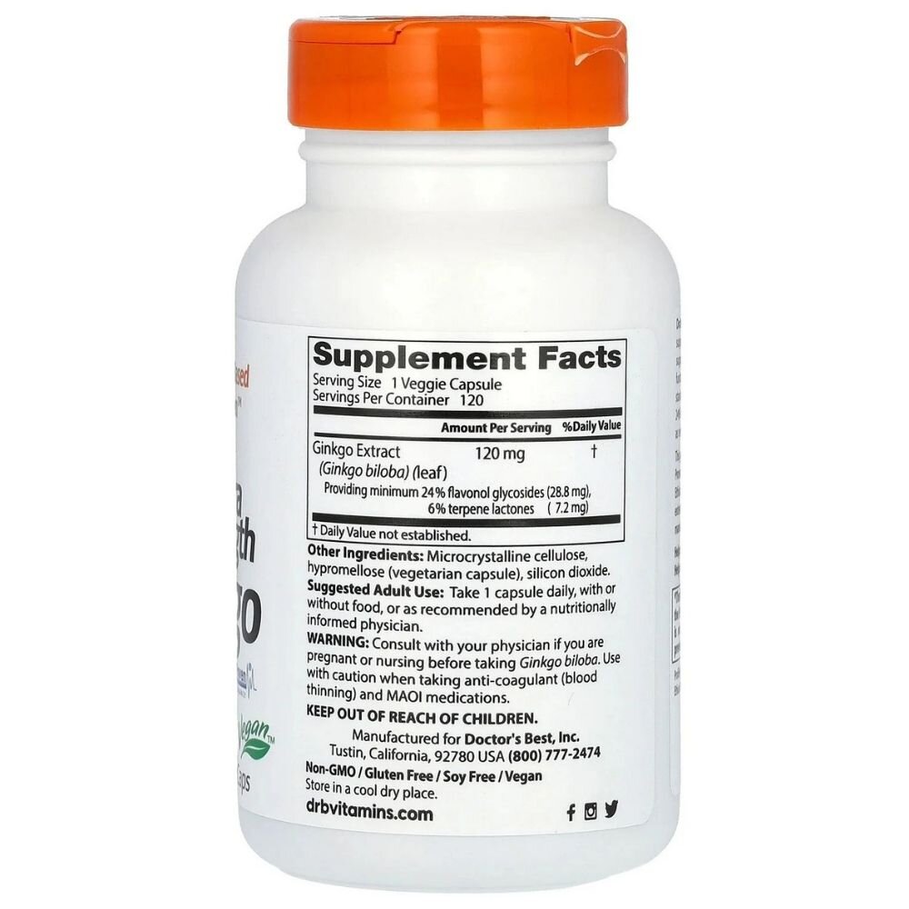 drb0470-2-1.jpg Doctor's Best Miłorząb japoński (Gingko biloba) 120 mg - 120 kapsułek - obrazek 2