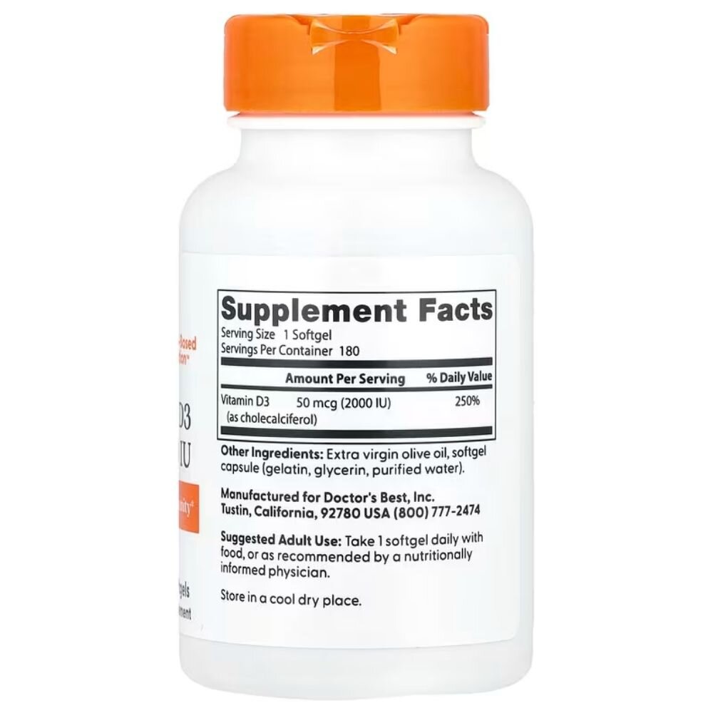 drb0520-2-1.jpg Doctor's Best Witamina D3 50 mcg - 180 kapsułek - obrazek 2