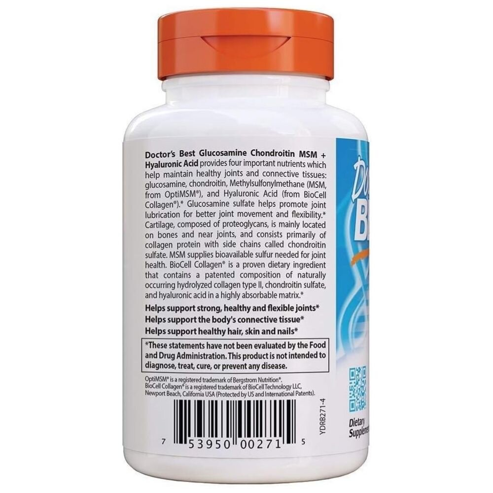 drb0540-2-1.jpg Doctors Best Glukozamina, Chondroityna, MSM i Kwas Hialuronowy - 150 kapsułek - obrazek 2