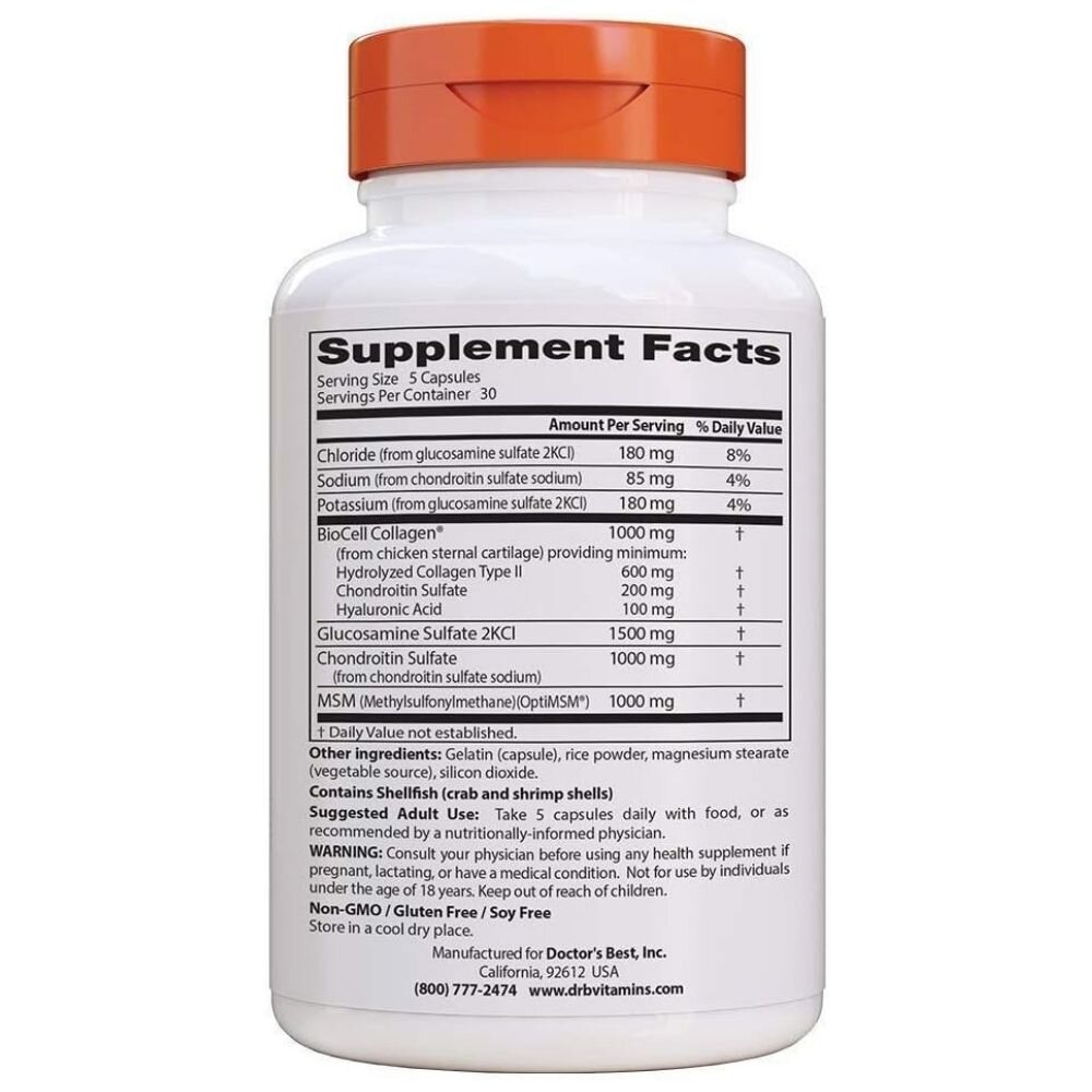 drb0540-3-1.jpg Doctors Best Glukozamina, Chondroityna, MSM i Kwas Hialuronowy - 150 kapsułek - obrazek 3