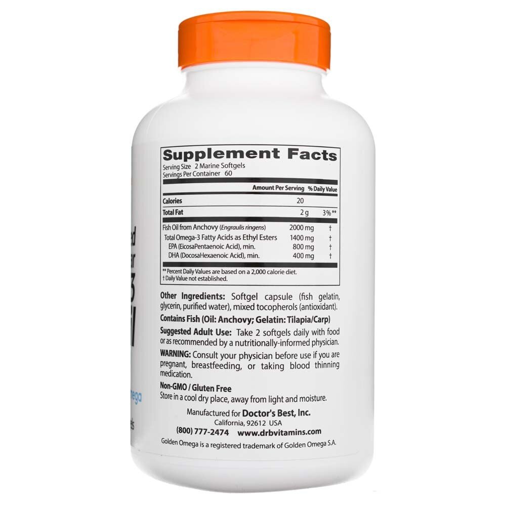 drb1796-2-1.jpg Doctor's Best Oczyszczony Olej Omega-3 1000 mg - 120 kapsułek - obrazek 2