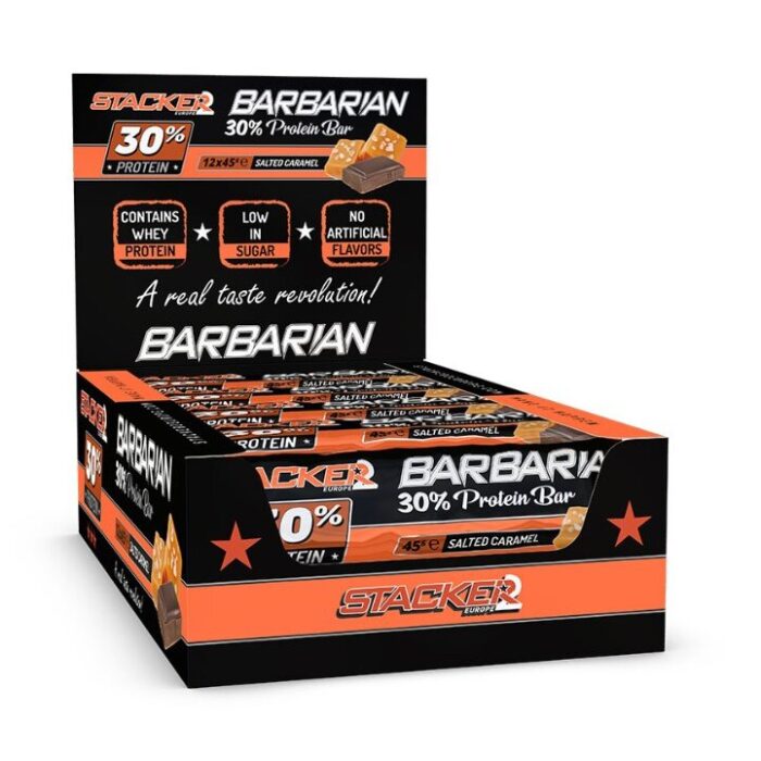 Barbarian 30% Protein Bar, Salted Caramel - 12 x 45g - obrazek 1
