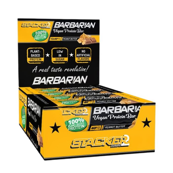 Barbarian Vegan Protein Bar, Peanut Butter - 12 x 40g - obrazek 1