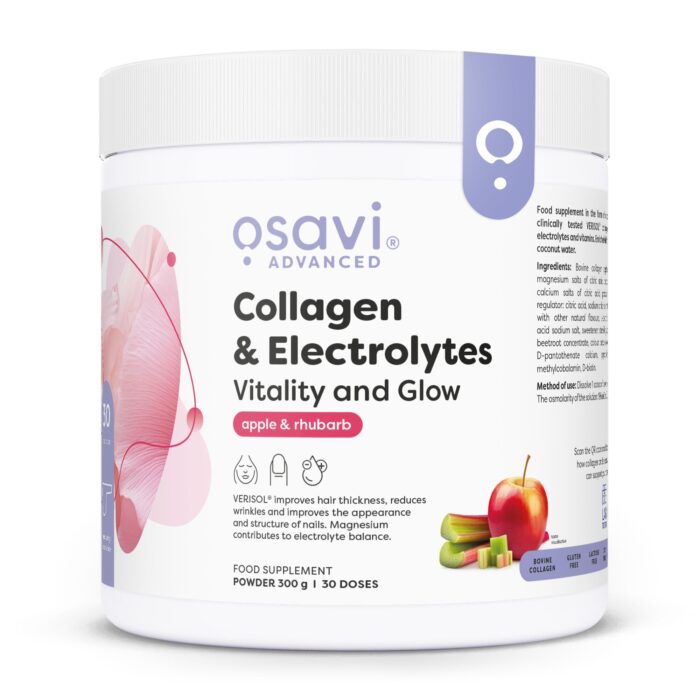 Collagen Electrolytes Vitality and Glow, Apple & Rhubarb - 300 grams - obrazek 1