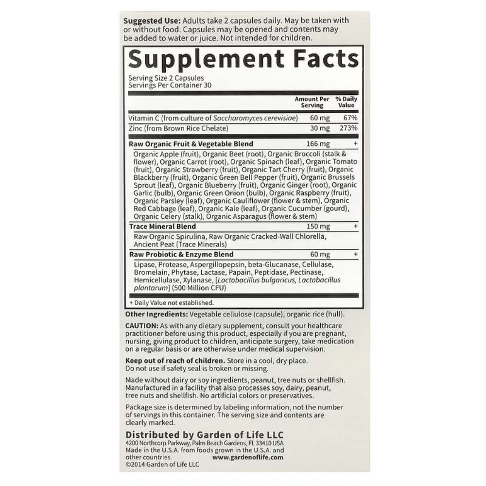 gl6527-2-1.jpg Garden of Life Vitamin Code RAW Zinc (Cynk) - 60 kapsułek - obrazek 2