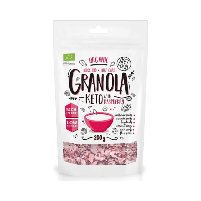 GRANOLA MALINA KETO BIO 200 g - DIET-FOOD - obrazek 2