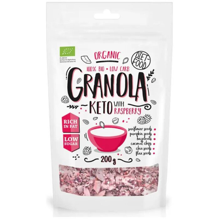 GRANOLA MALINA KETO BIO 200 g - DIET-FOOD - obrazek 1